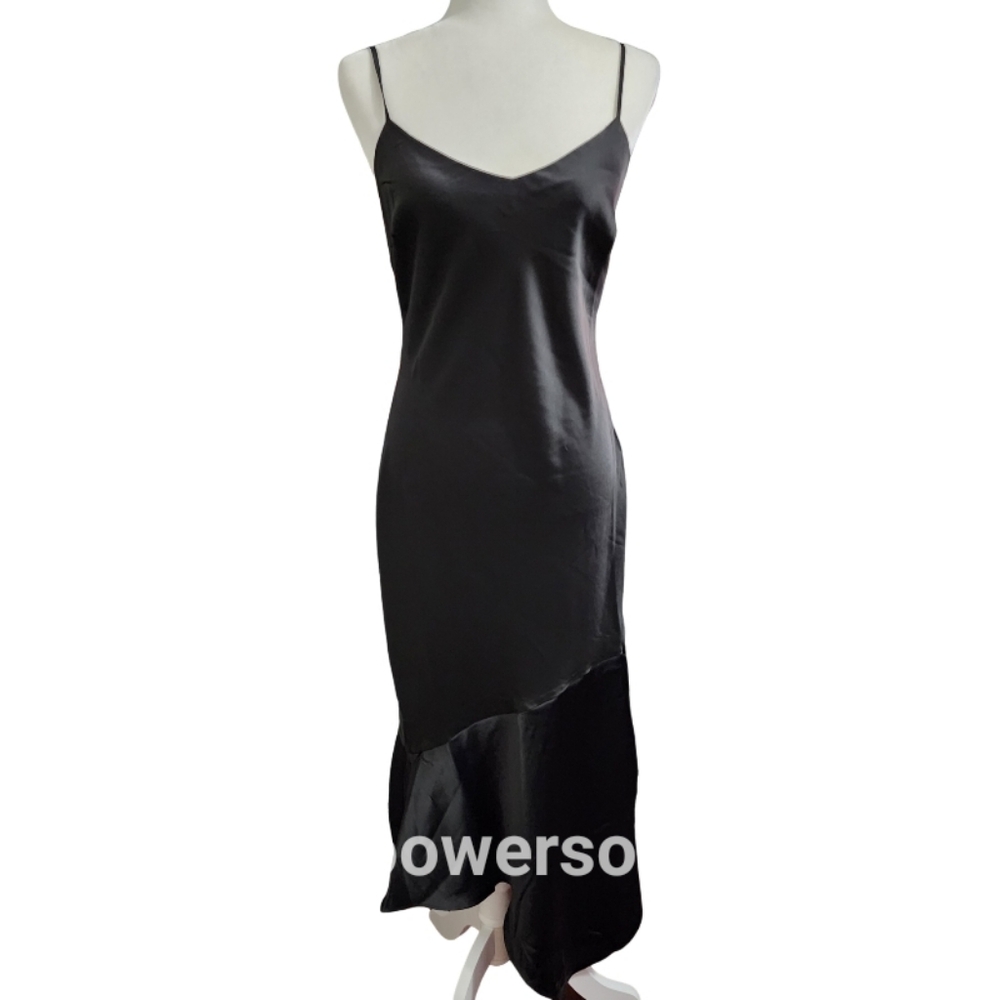 Steve Madden Lucille Black Midi Slip Dress